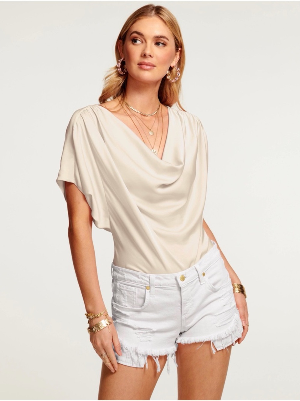 Ramy Brook Draped Cowl Neck Camisole - Cream